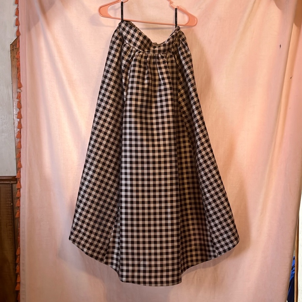 eShakti Wayward Fancies Check Print Dupioni High-Low Full Skirt